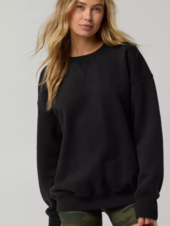 aerie Tops - Brand New Black OFFLINE By Aerie Cloud Fleece Oversized Crewneck Sweatshirt